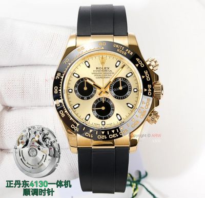 Clean Factory Rolex Daytona 4130 Movement Gold Face Men’s Watch